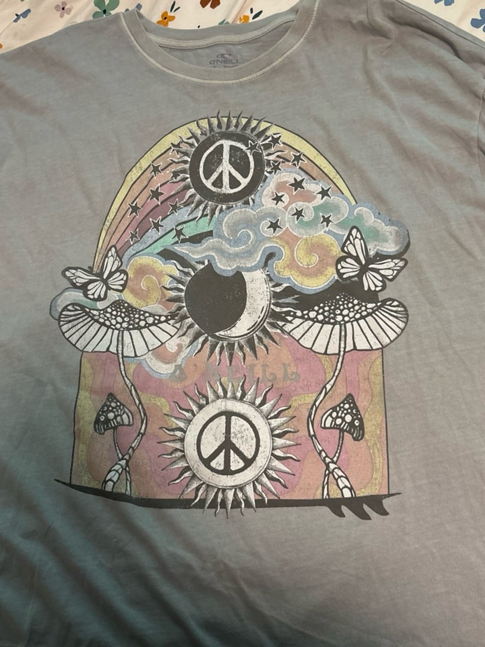 O'Neill Pastel Rainbow Peace Mushroom Graphic Long Sleeve Tee